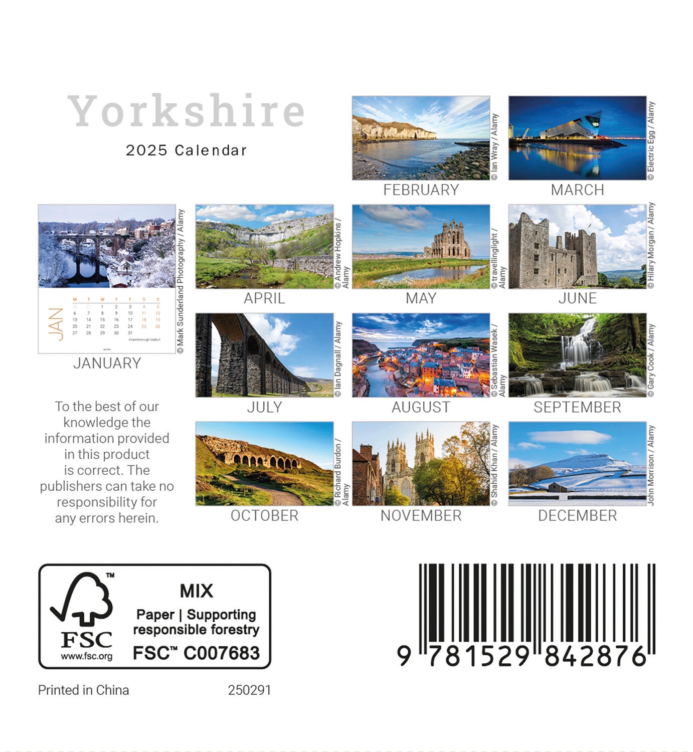 Yorkshire Mini Easel Calendar 2025