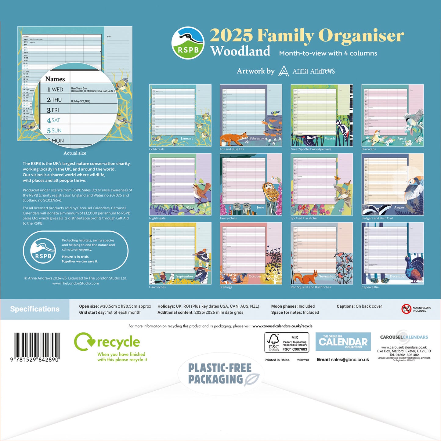 Rspb Household Planner Wall Planner 2025 (PFP)