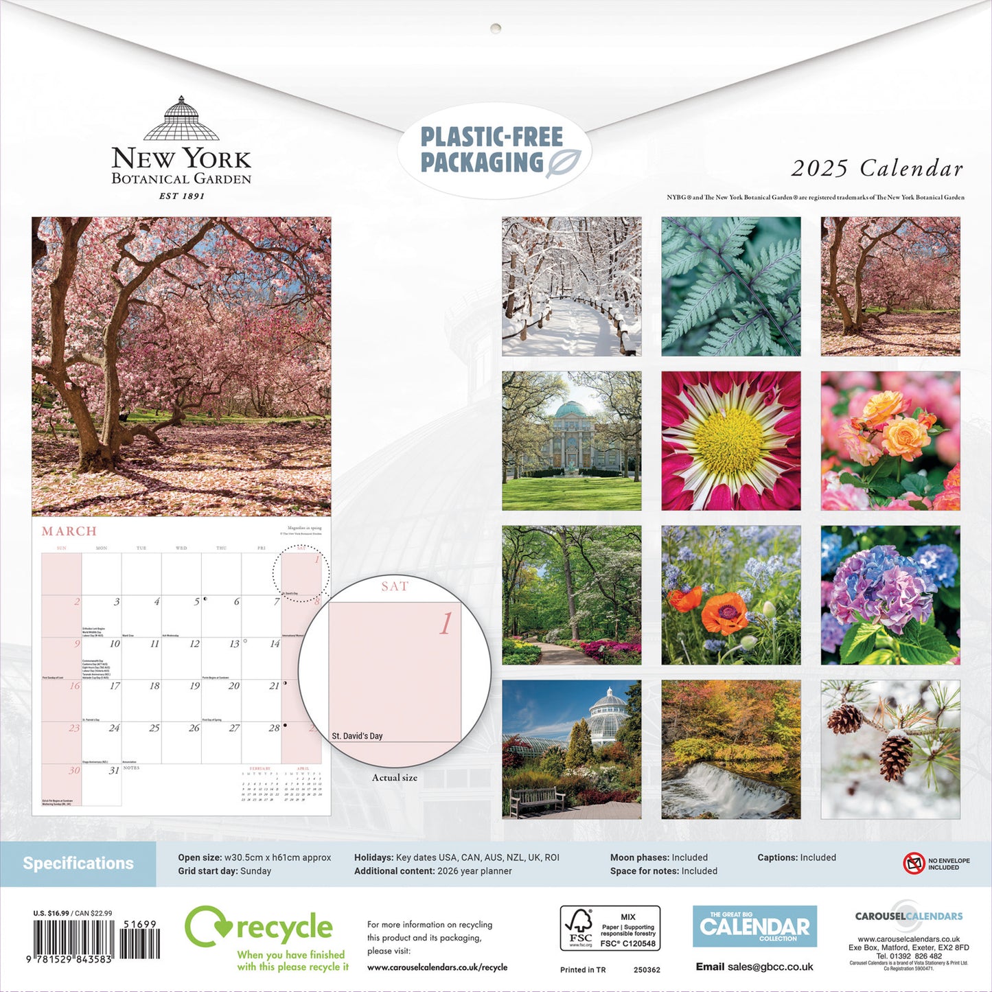 New York Botanical Gardens Photographic Sunday Start Wall Calendar 2025 (PFP)