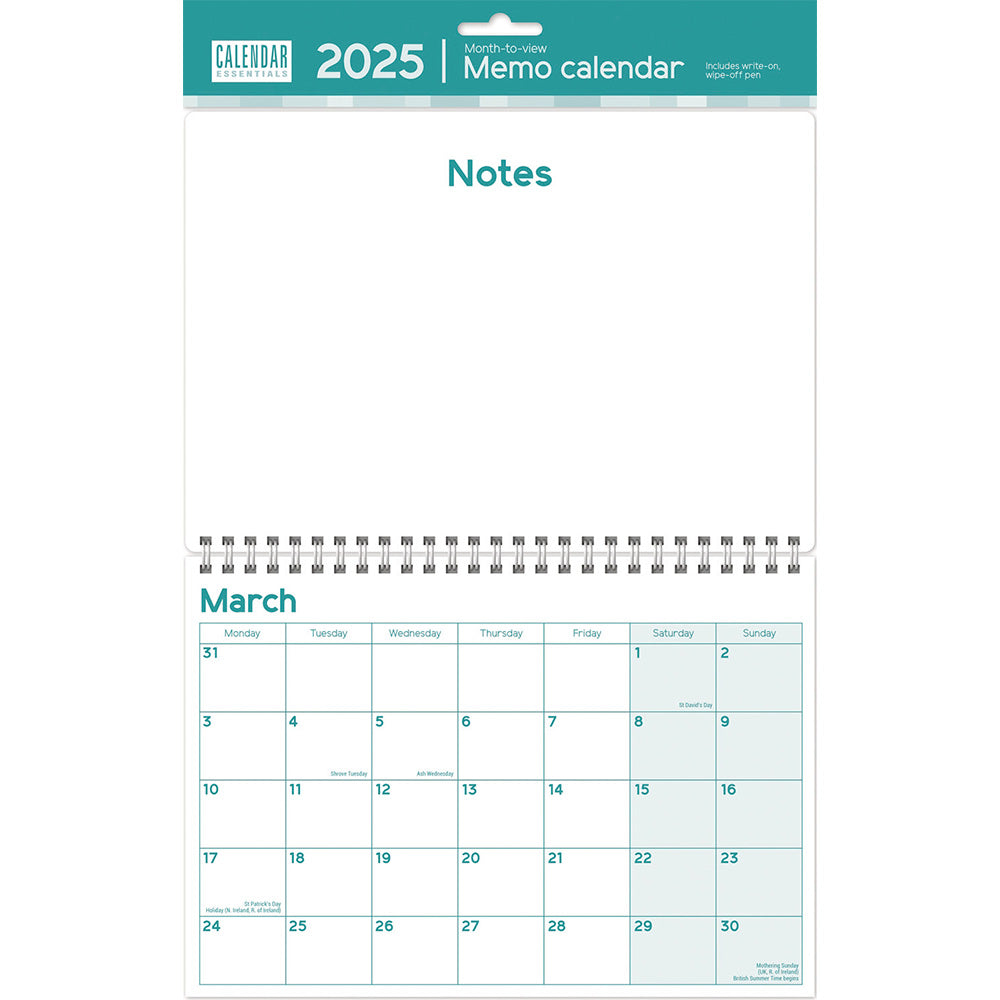 Essential Memo Calendar A3 Planner 2025