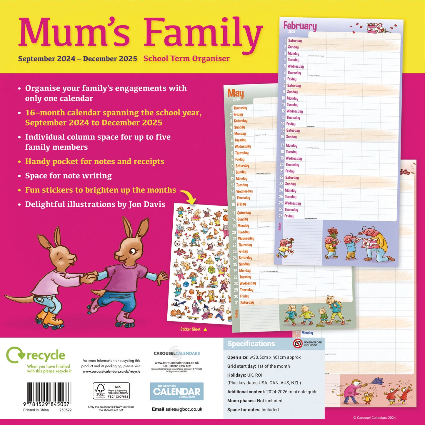 Mums Family Organiser Wall Planner 2025