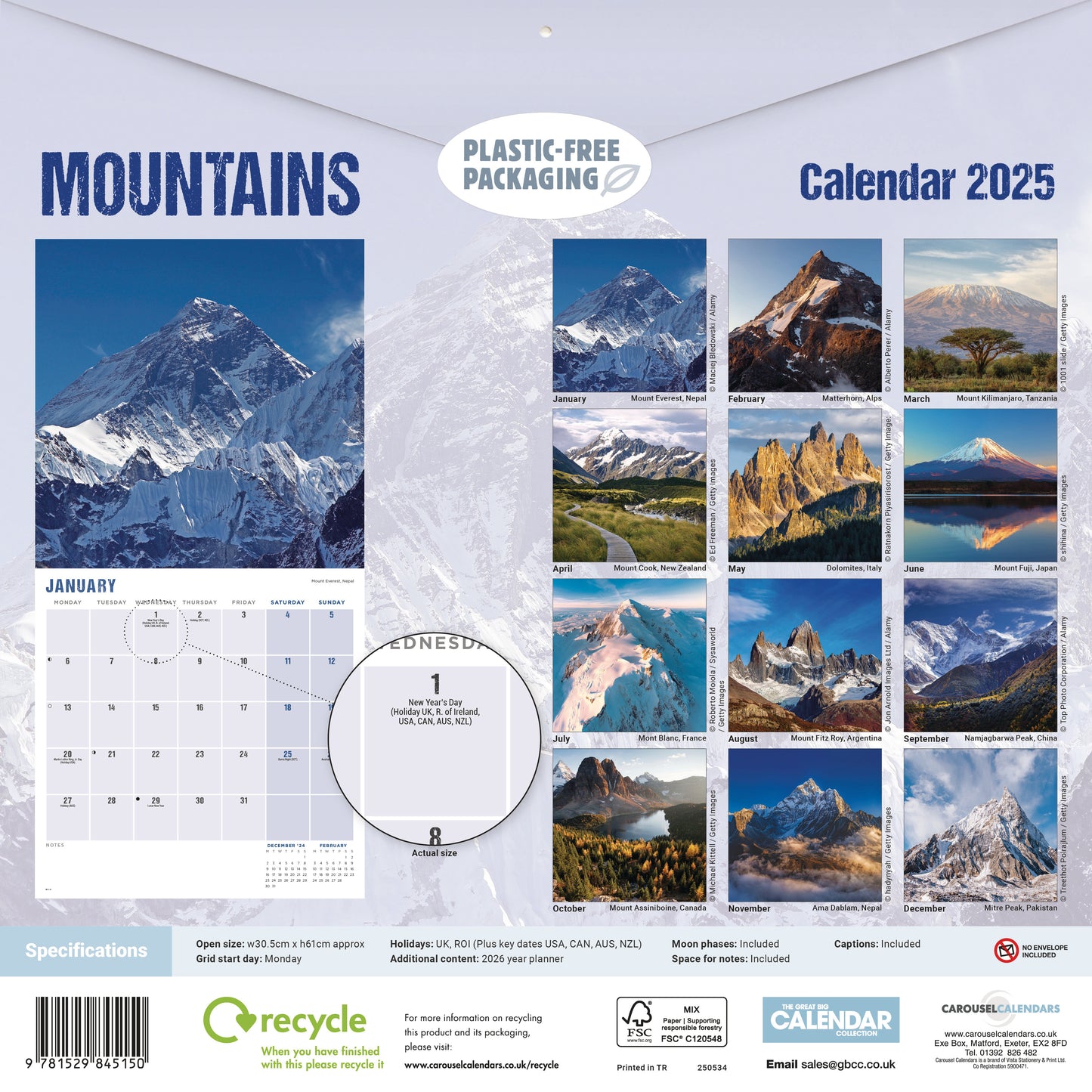 Mountains Wall Calendar 2025 (PFP)