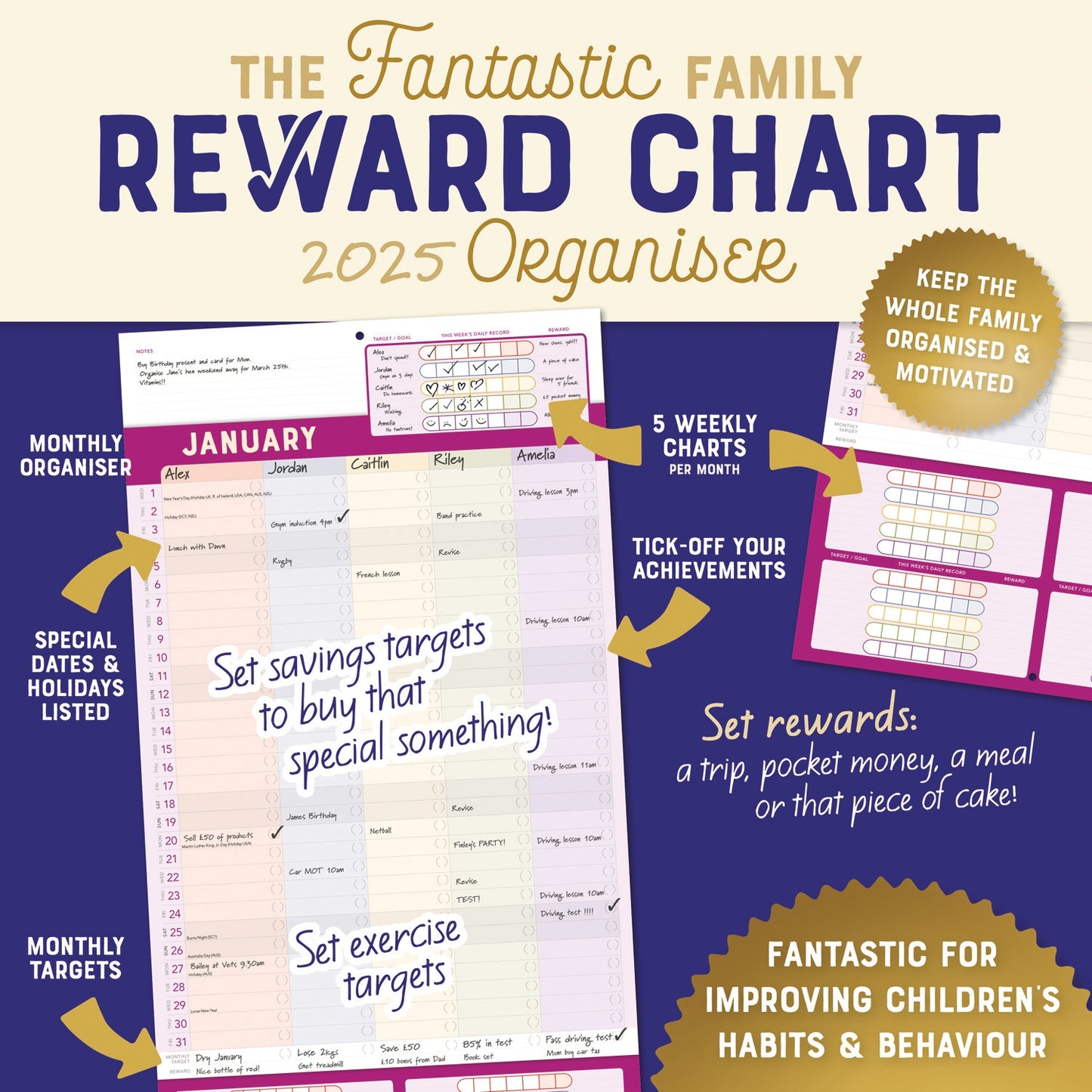 Family Reward Chart Organiser Wall Planner 2025 (PFP)