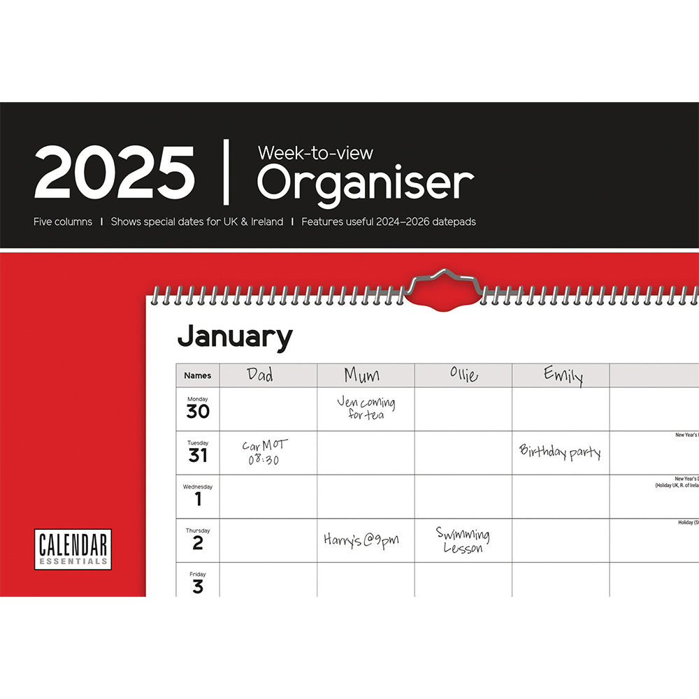 Essential Organiser (Week To View) A4 Planner 2025