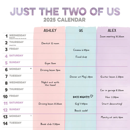 Just the Two of Us Wall Planner 2025 (PFP)