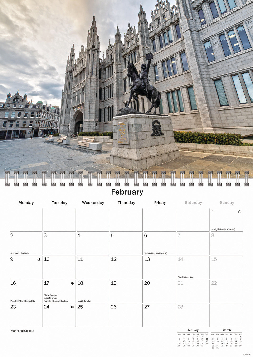 Aberdeen A5 Calendar 2026