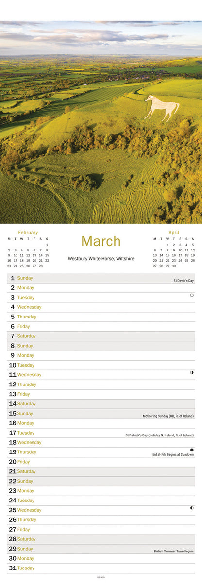 Charm of England Slim Calendar 2026