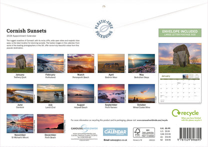 Cornish Sunsets A4 Calendar 2026