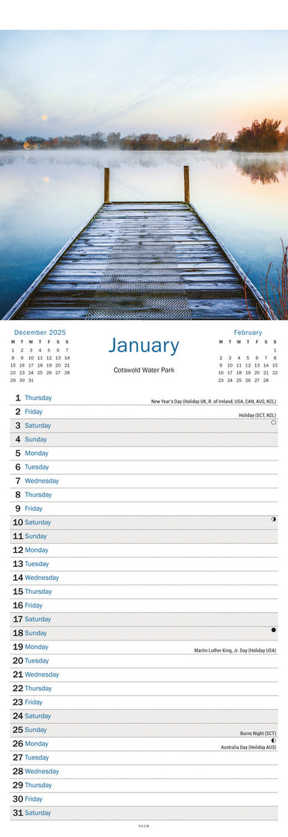 Cotswolds Slim Calendar 2026