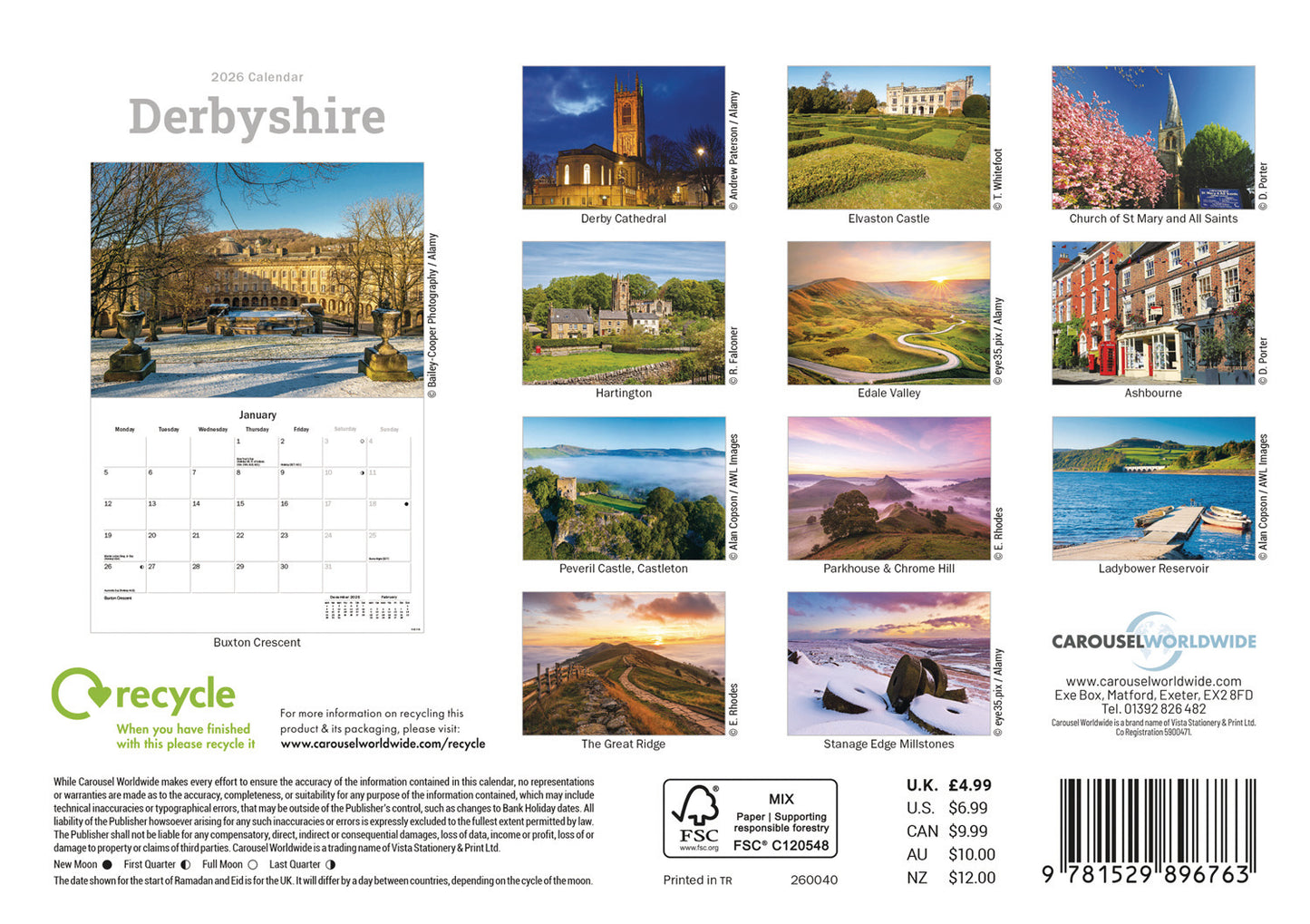 Derbyshire A5 Calendar 2026