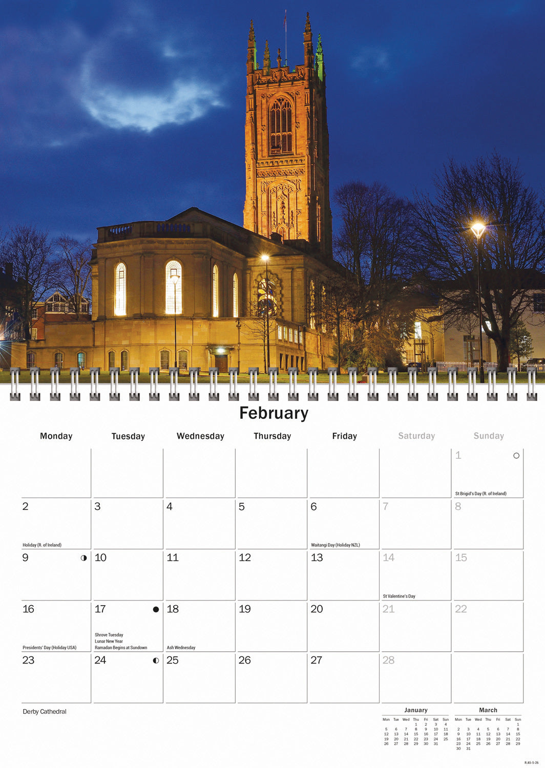 Derbyshire A5 Calendar 2026