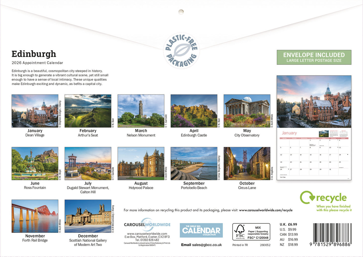 Edinburgh A4 Calendar 2026
