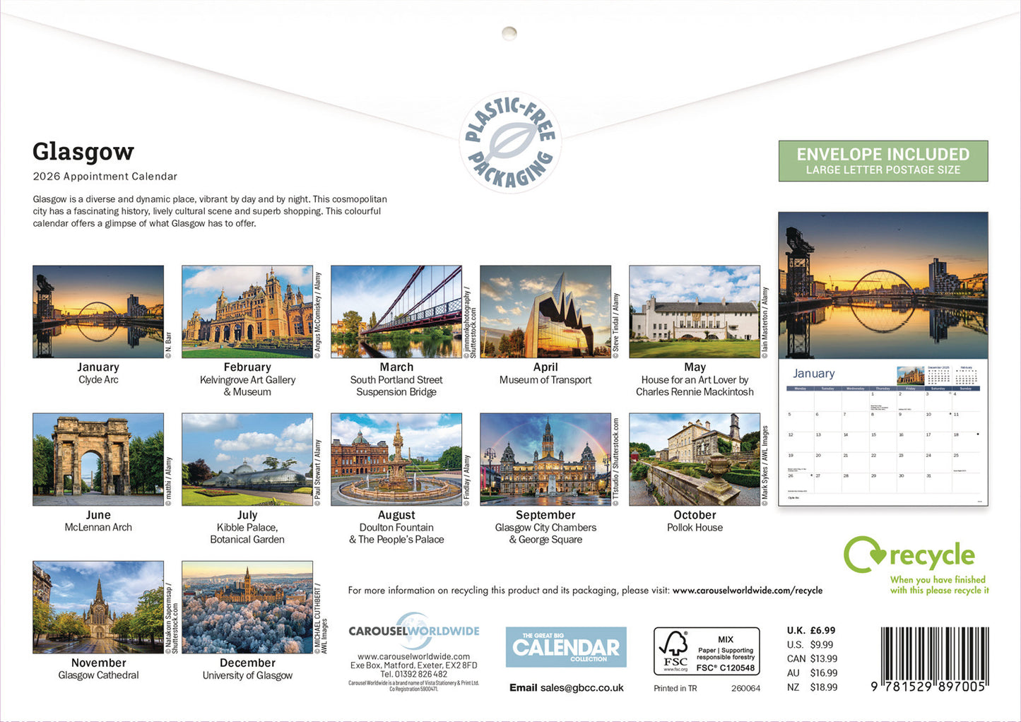 Glasgow A4 Calendar 2026