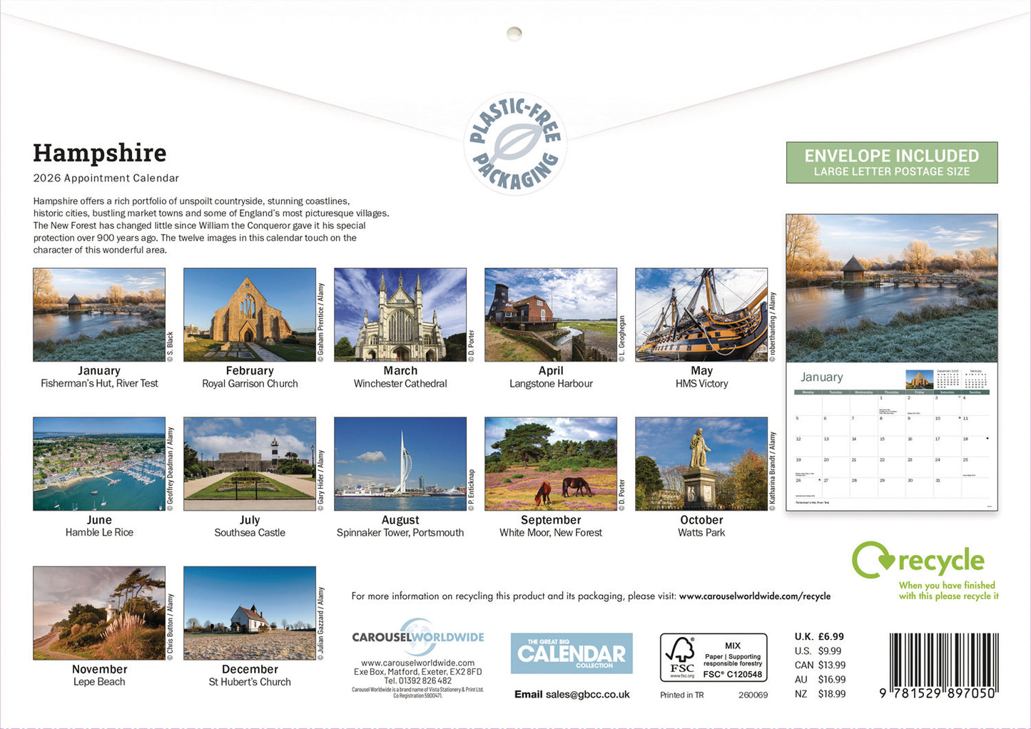 Hampshire A4 Calendar 2026