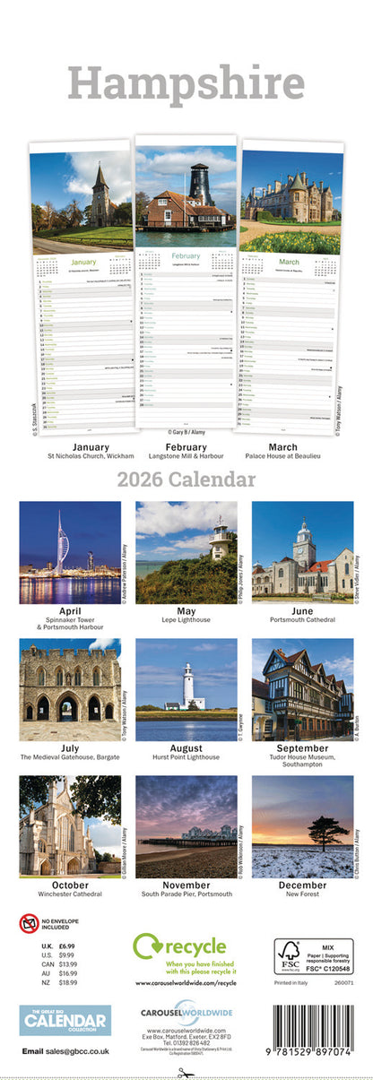 Hampshire Slim Calendar 2026