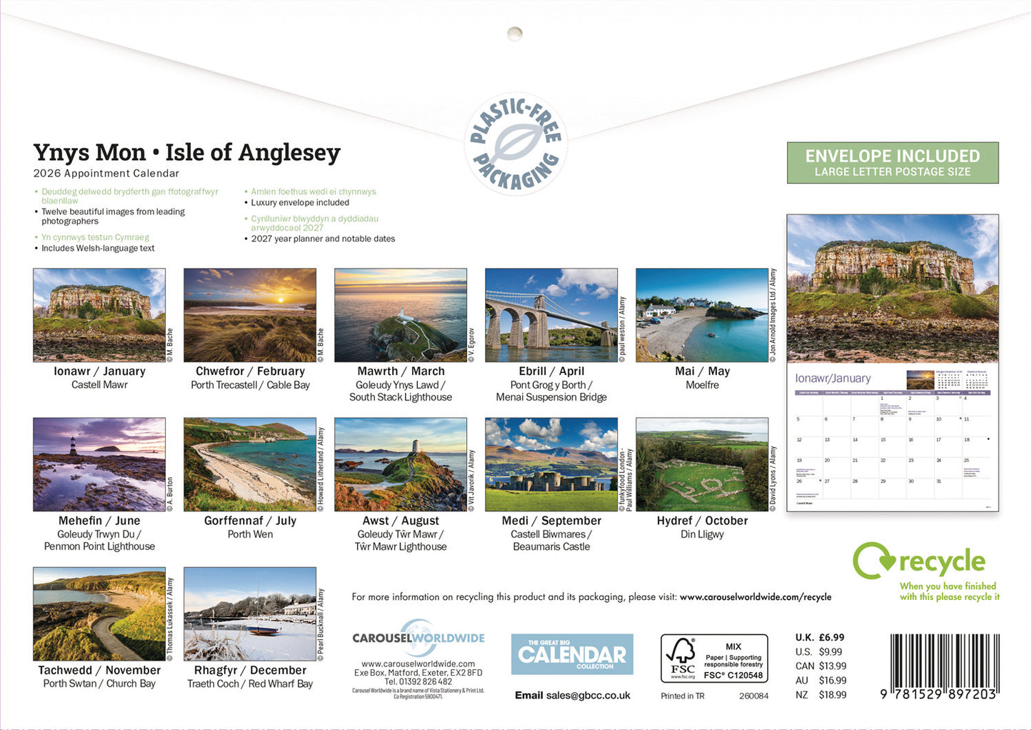 Isle of Anglesey A4 Calendar 2026