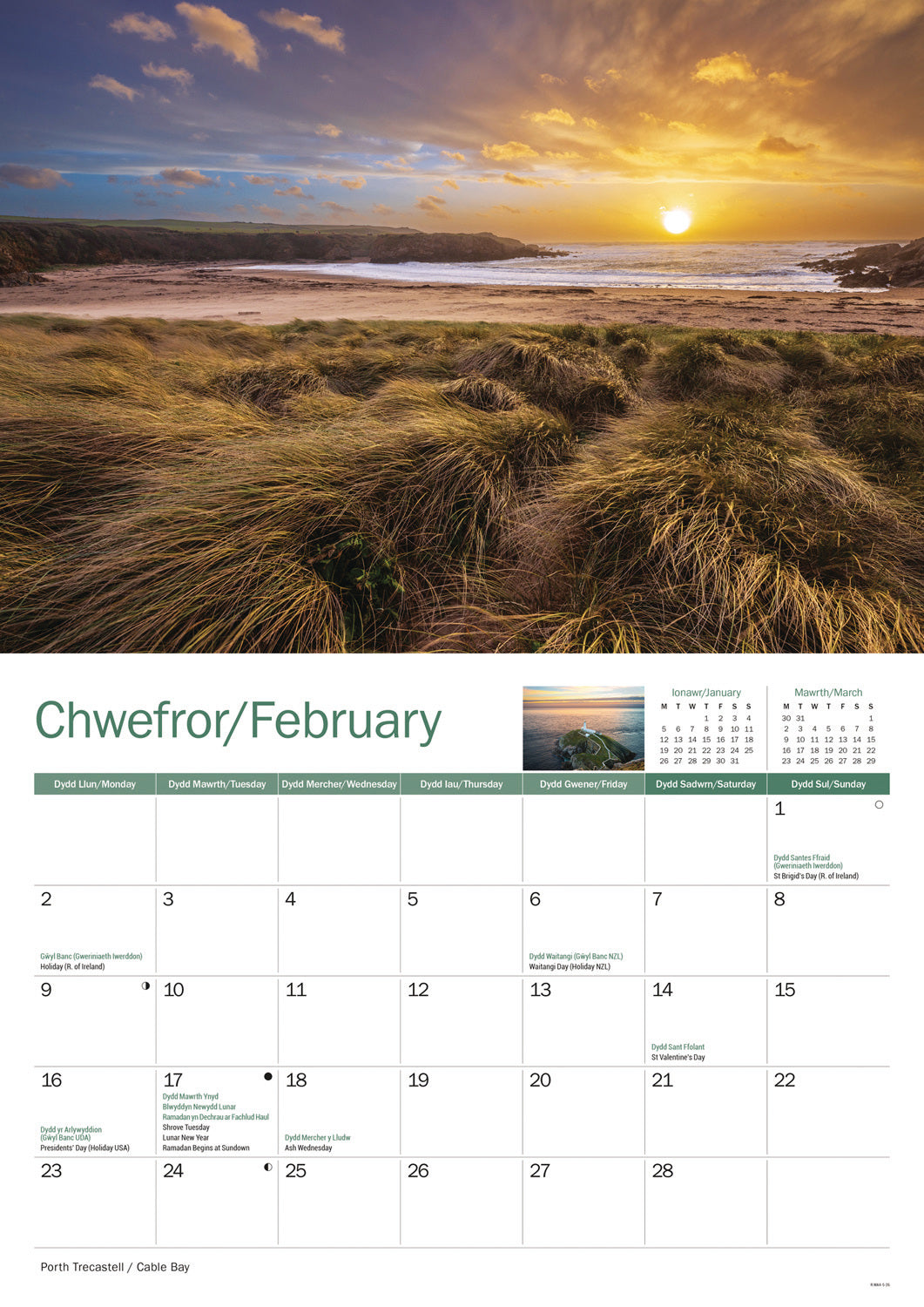 Isle of Anglesey A4 Calendar 2026