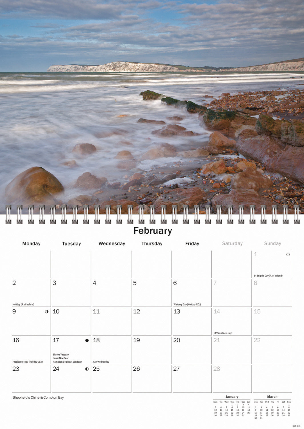 Isle of Wight A5 Calendar 2026