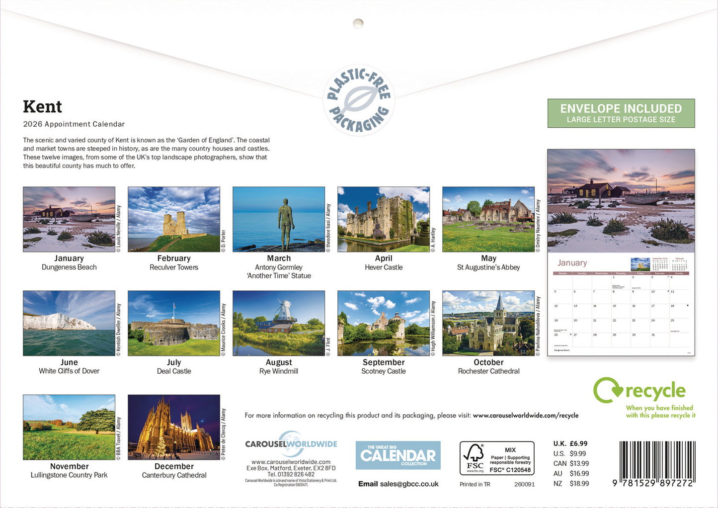 Kent A4 Calendar 2026