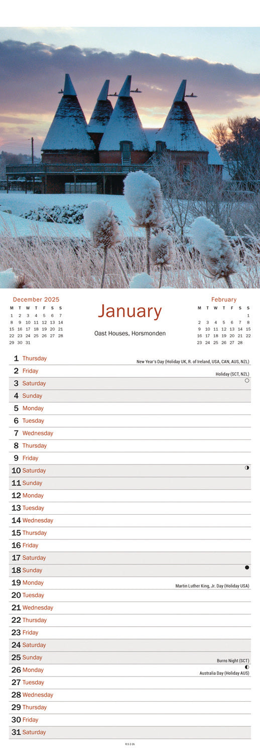 Kent Slim Calendar 2026