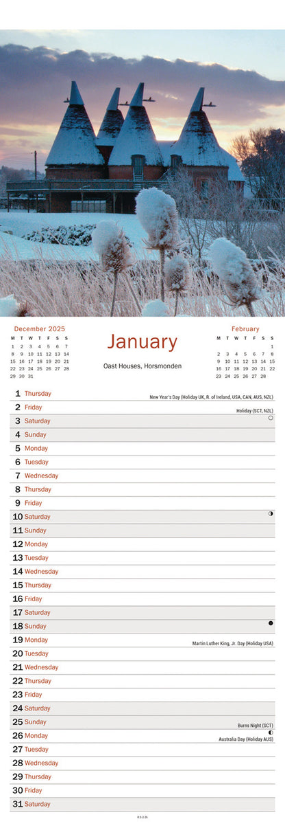 Kent Slim Calendar 2026