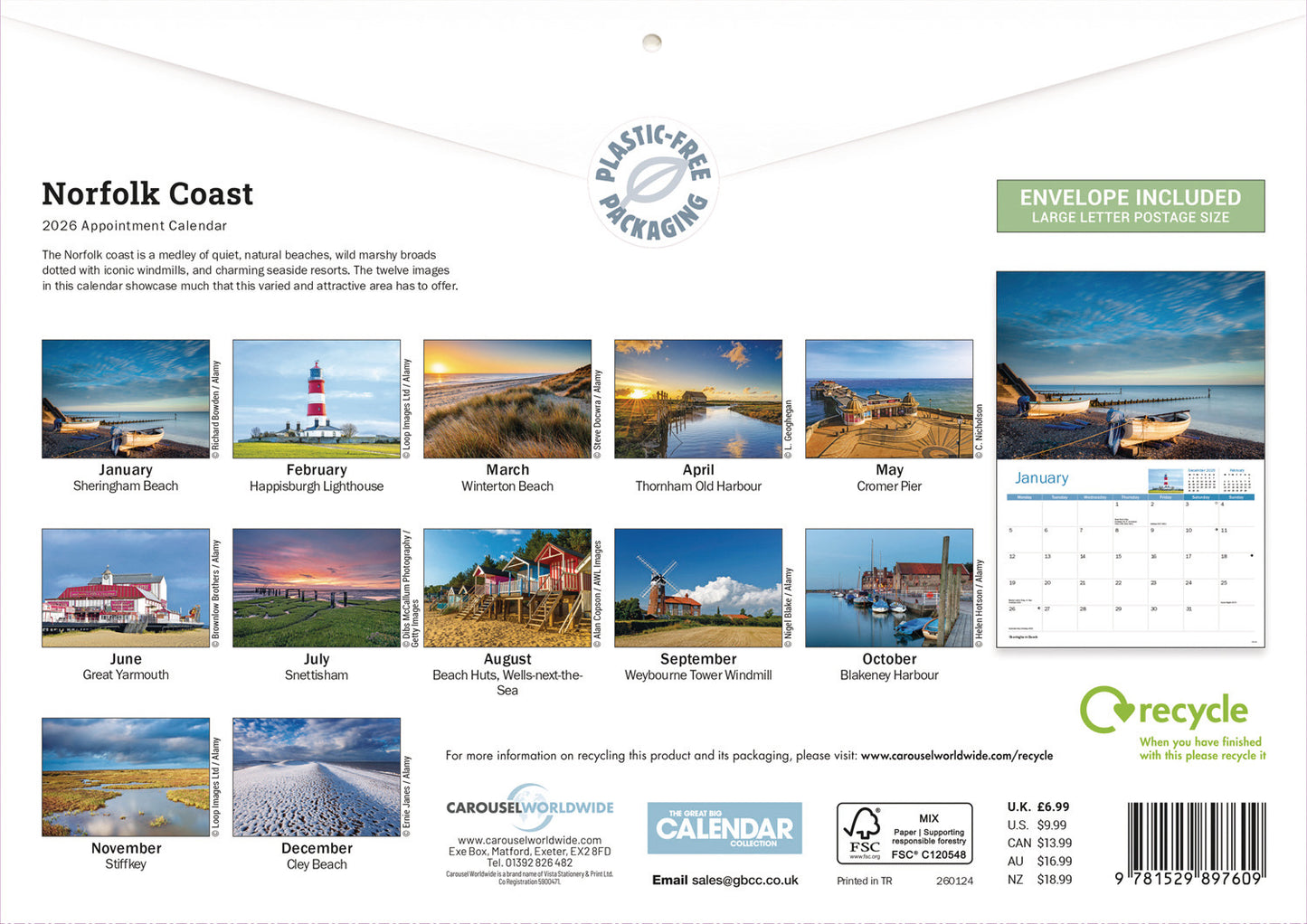 Norfolk Coast A4 Calendar 2026