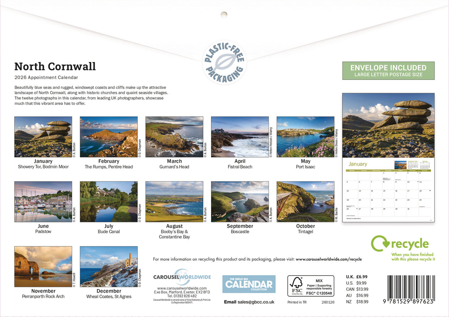 North Cornwall A4 Calendar 2026