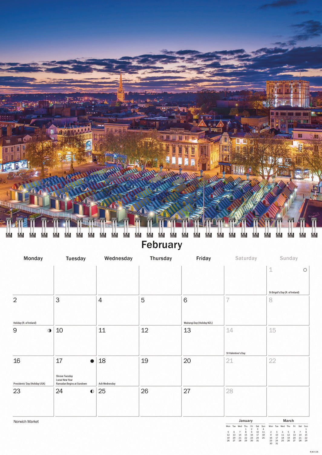 Norwich A5 Calendar 2026