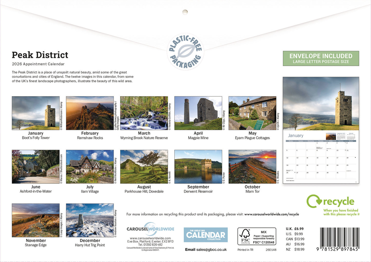 Peak District A4 Calendar 2026