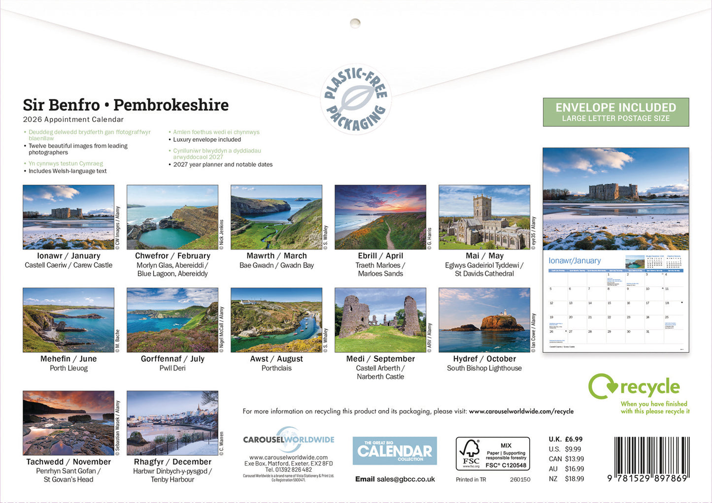 Pembrokeshire A4 Calendar 2026