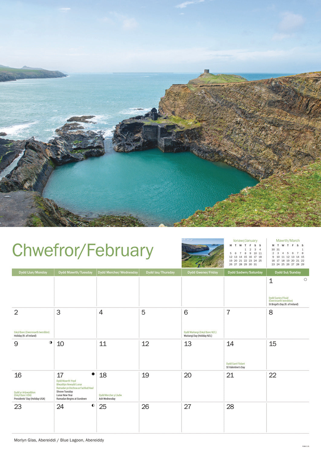 Pembrokeshire A4 Calendar 2026