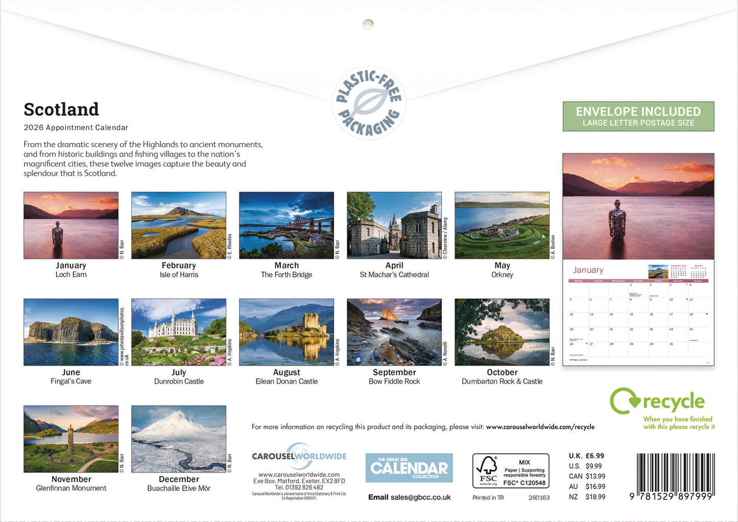 Scotland A4 Calendar 2026