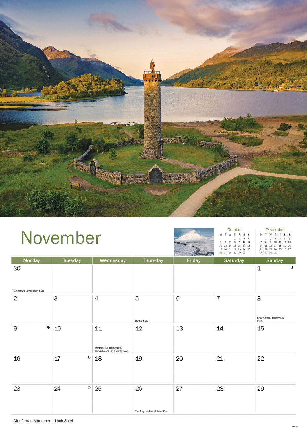 Scotland A4 Calendar 2026