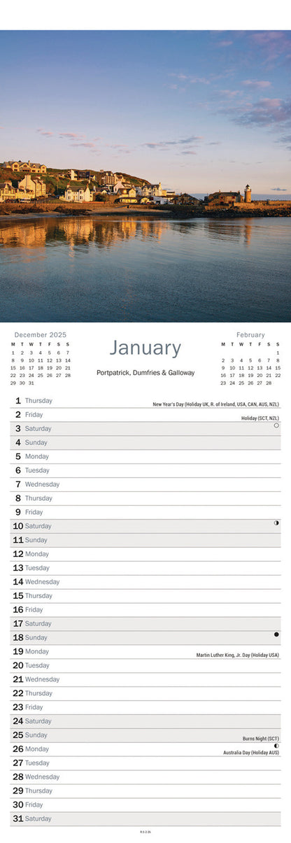 Scotland Slim Calendar 2026