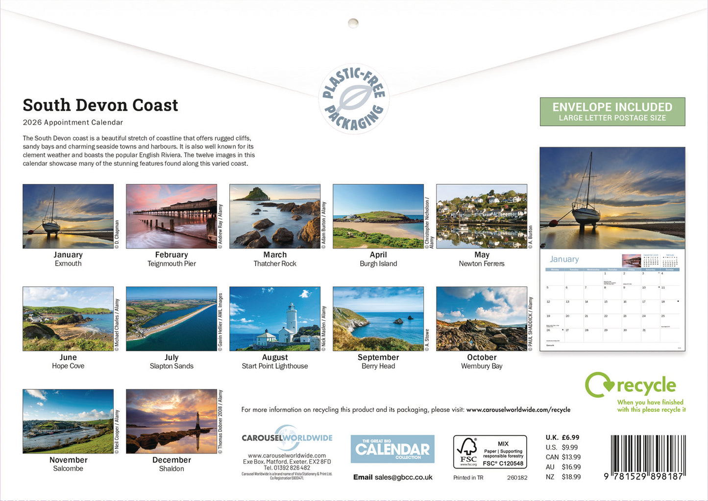 South Devon Coast A4 Calendar 2026