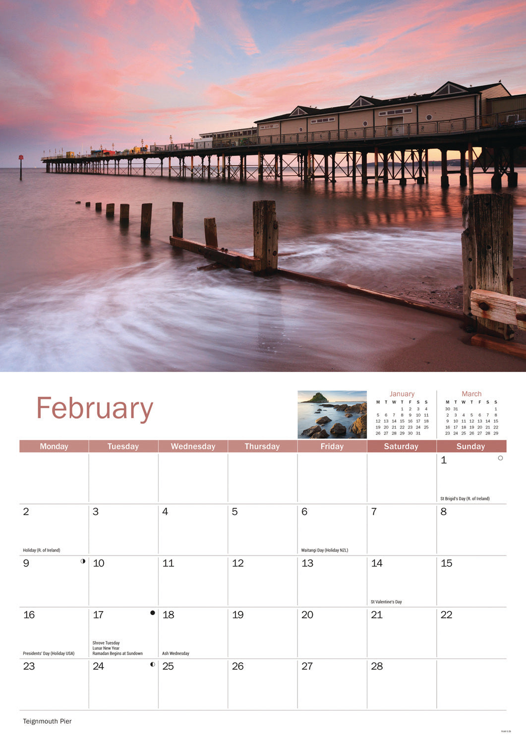 South Devon Coast A4 Calendar 2026