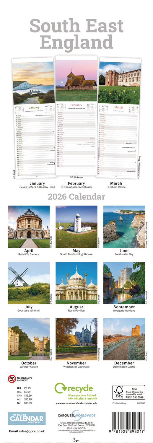 South East England Slim Calendar 2026