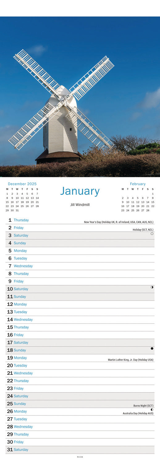 Sussex Slim Calendar 2026