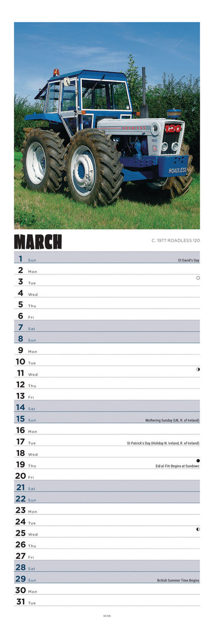 Tractors Slim Calendar 2026