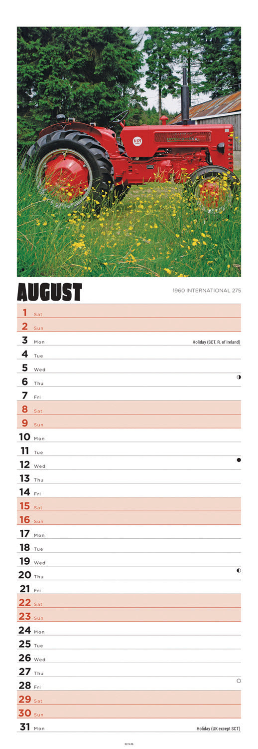 Tractors Slim Calendar 2026