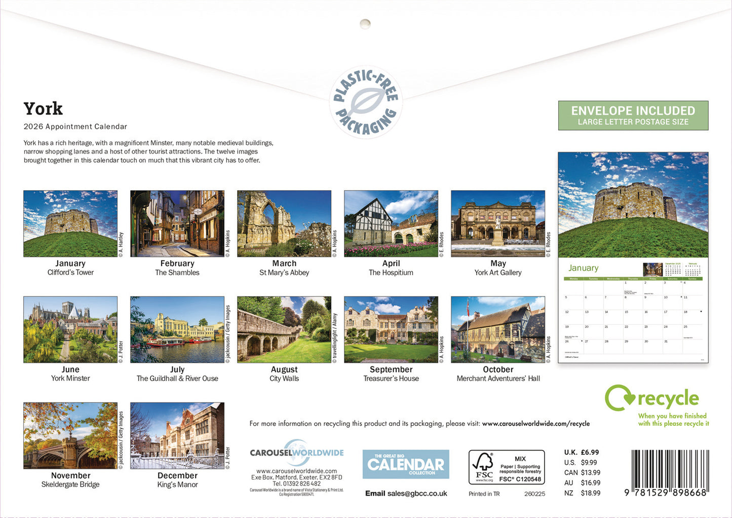 York A4 Calendar 2026