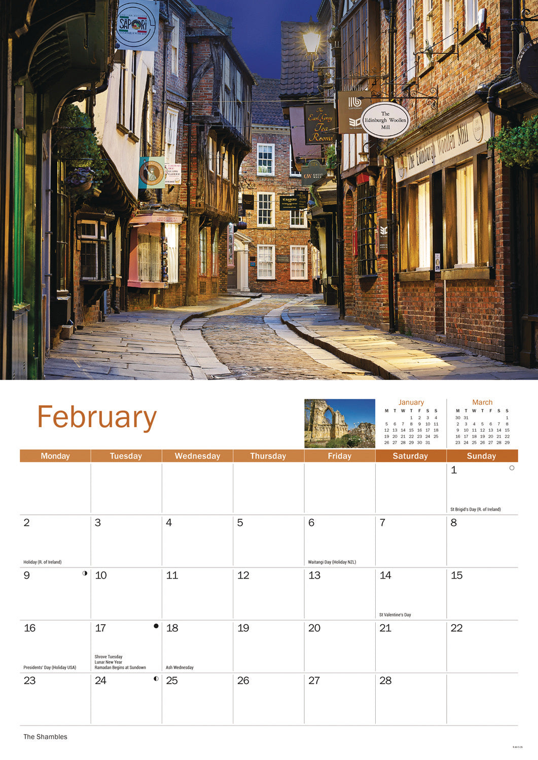 York A4 Calendar 2026