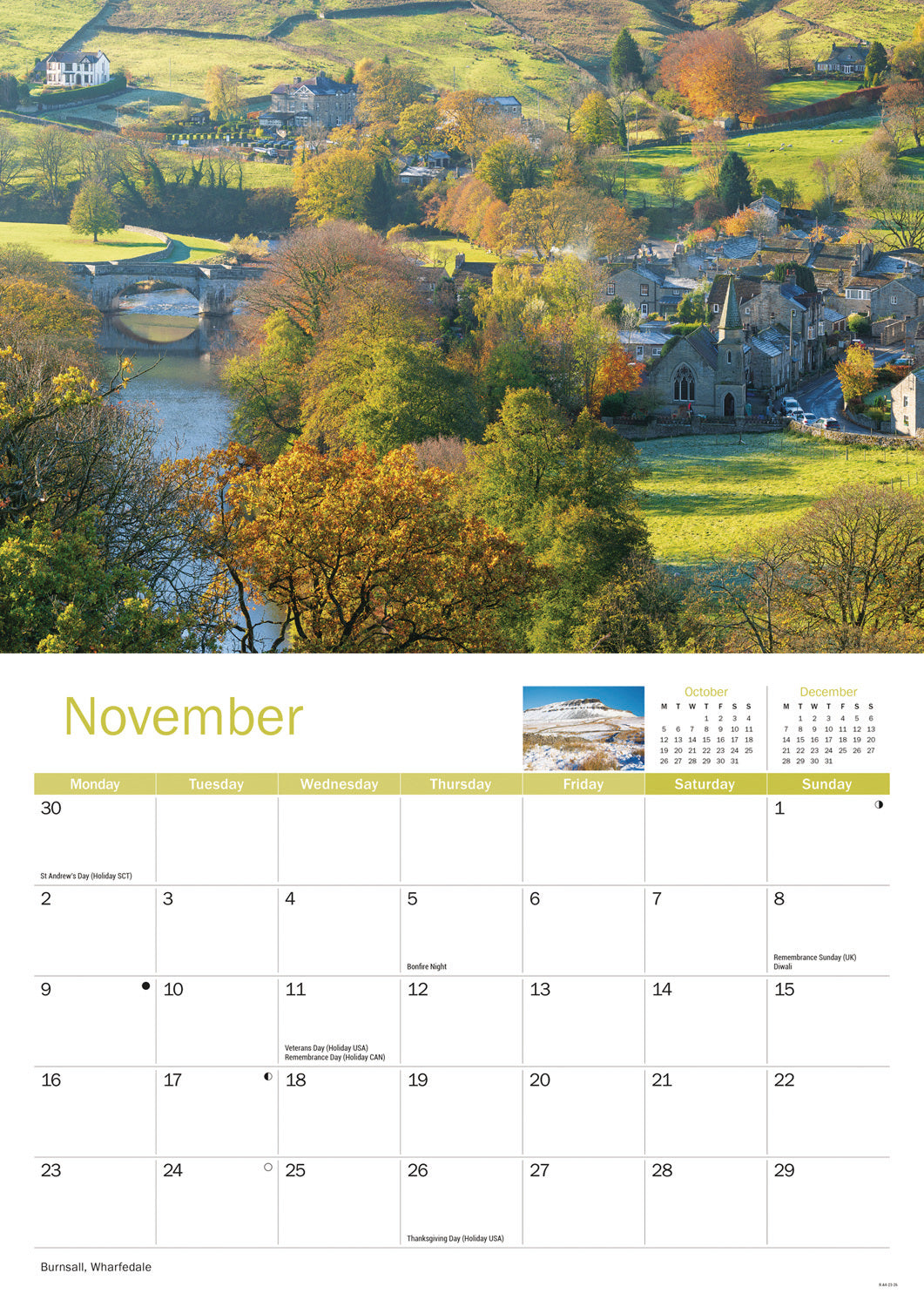 Yorkshire Dales A4 Calendar 2026
