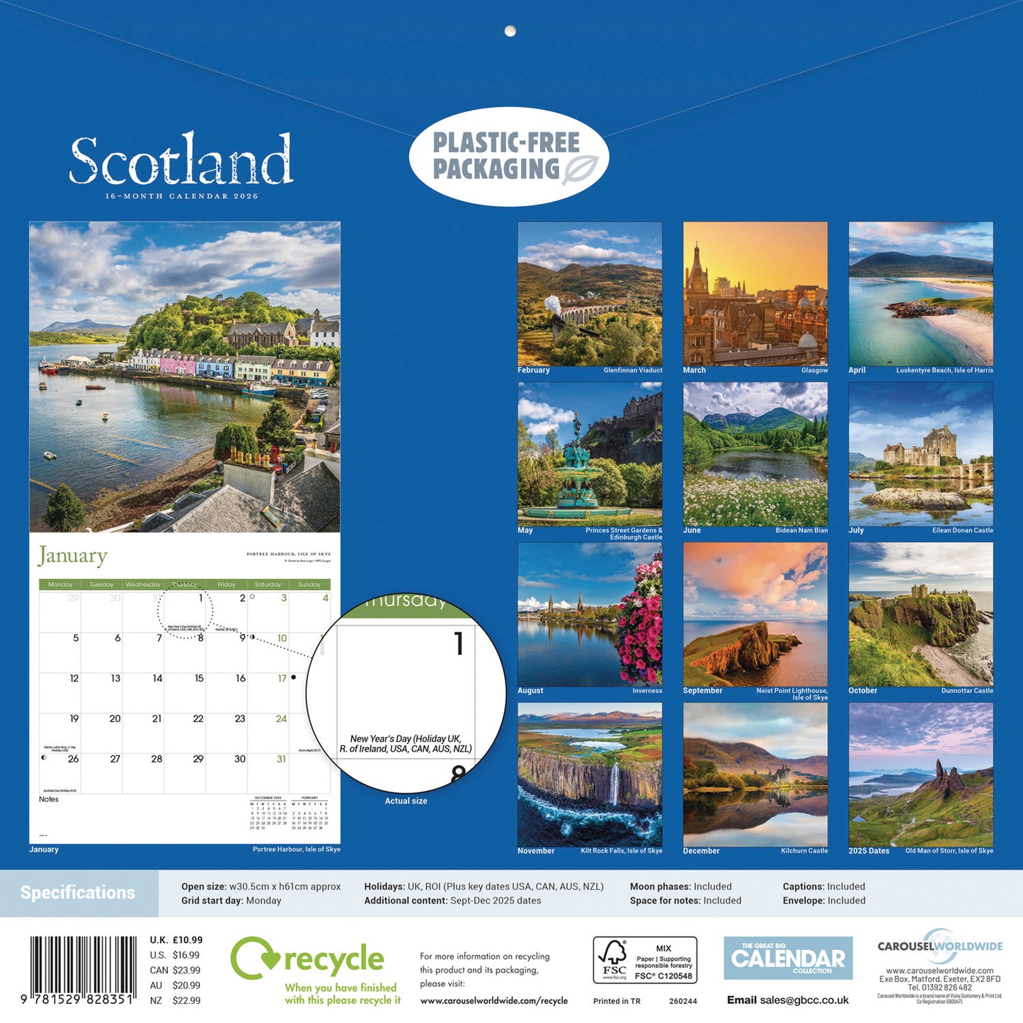 Scotland Wall Calendar 2026