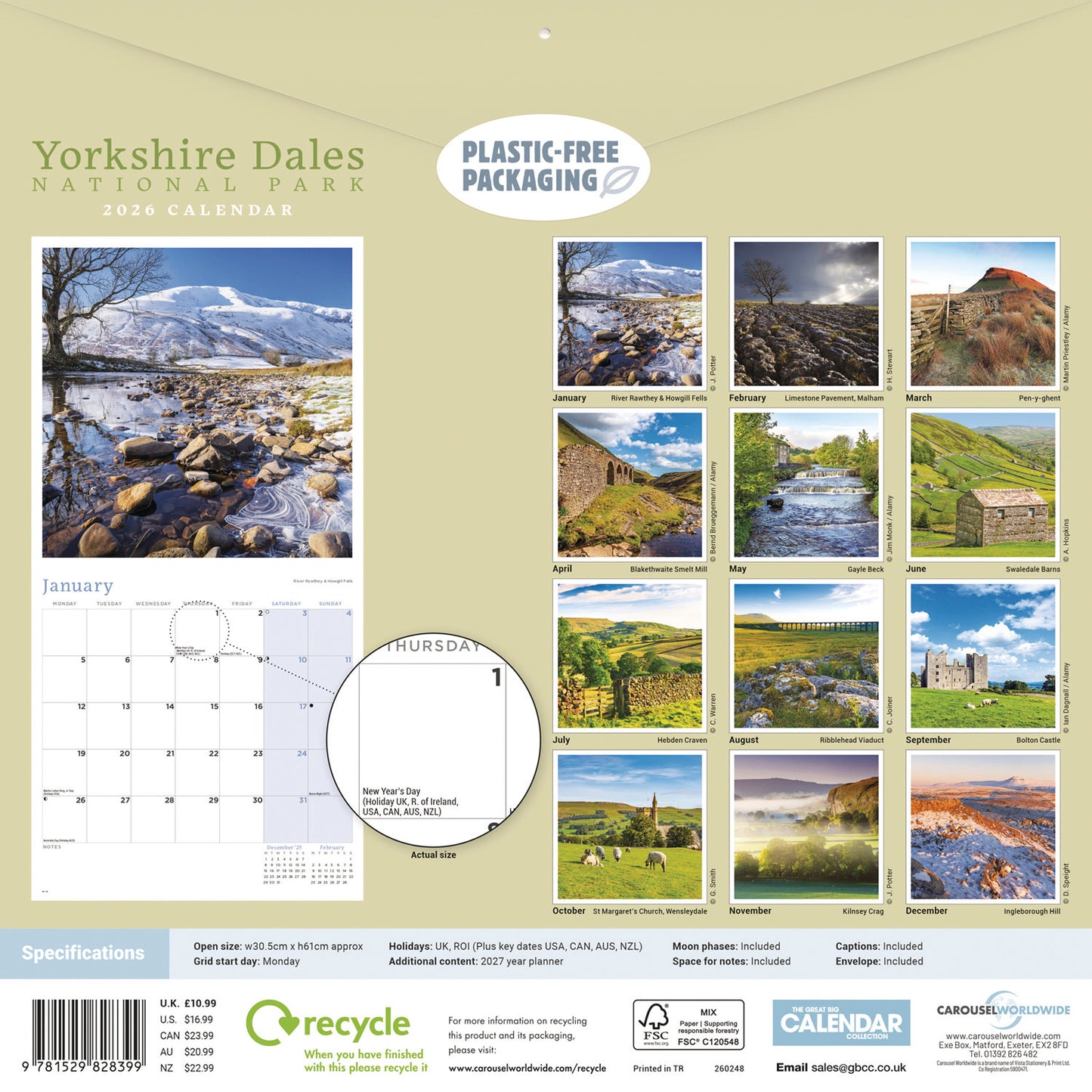 Yorkshire Dales National Park Wall Calendar 2026