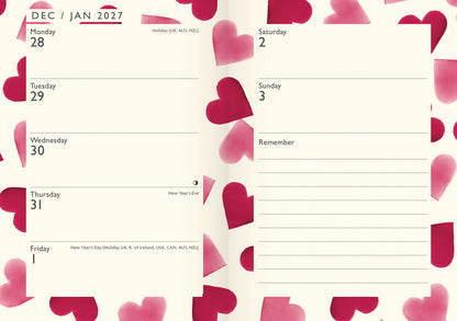 Emma Bridgewater Big Pink Hearts A6 Diary 2026