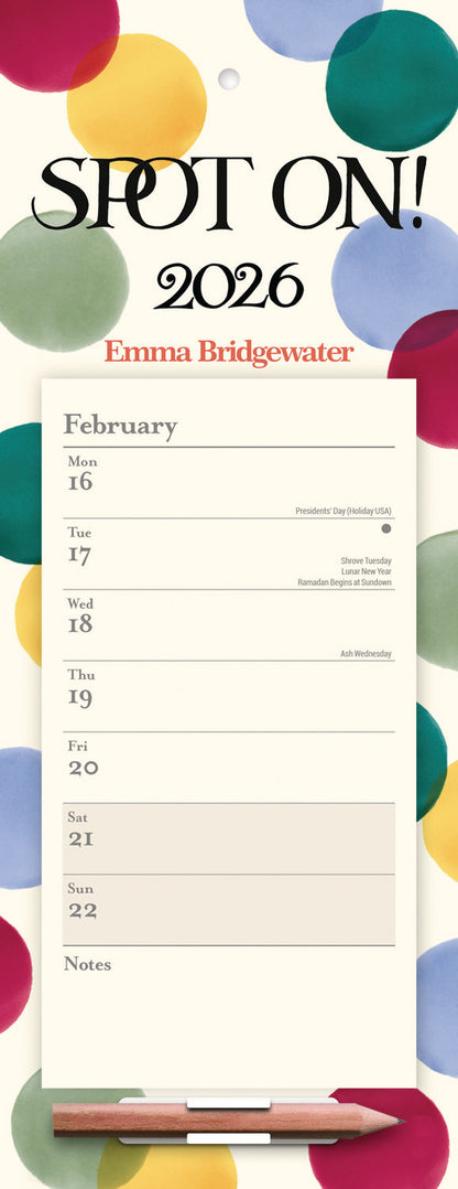 Emma Bridgewater Big Polka Dot WTV Magnetic Calendar 2026