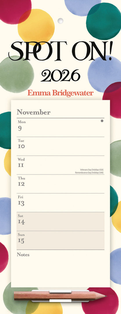 Emma Bridgewater Big Polka Dot WTV Magnetic Calendar 2026