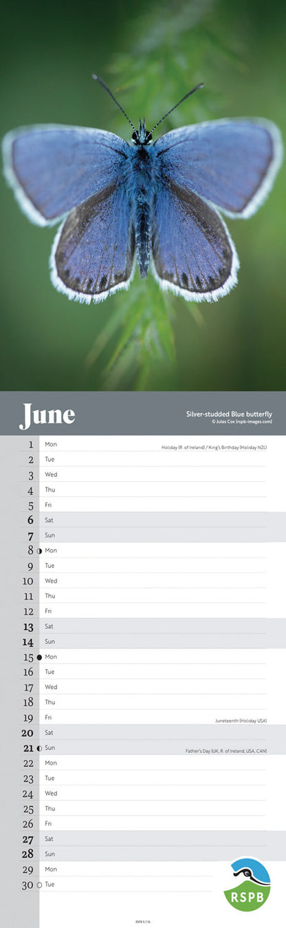 RSPB Wildlife Slim Calendar 2026