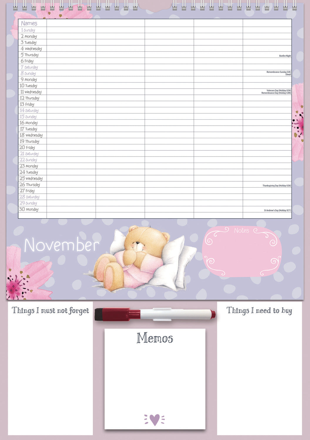 Forever Friends Mums Planner A3 Calendar 2026